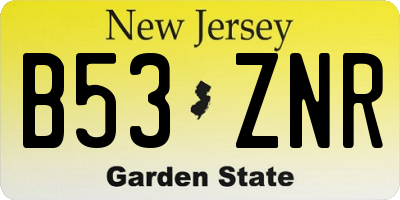 NJ license plate B53ZNR