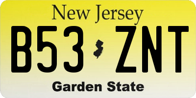 NJ license plate B53ZNT