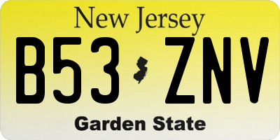 NJ license plate B53ZNV