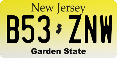 NJ license plate B53ZNW
