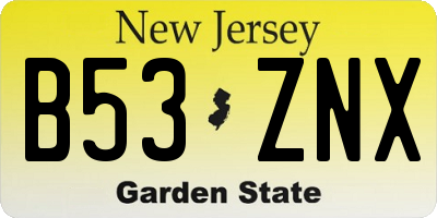 NJ license plate B53ZNX