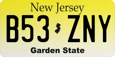 NJ license plate B53ZNY