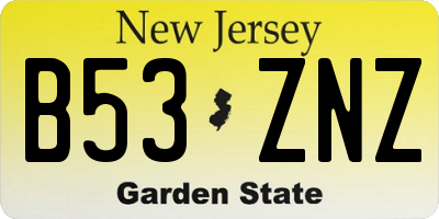 NJ license plate B53ZNZ