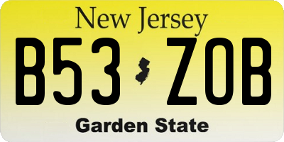 NJ license plate B53ZOB