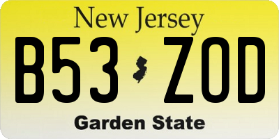 NJ license plate B53ZOD