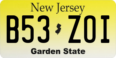 NJ license plate B53ZOI