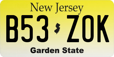 NJ license plate B53ZOK