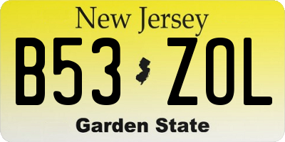 NJ license plate B53ZOL