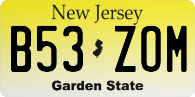 NJ license plate B53ZOM