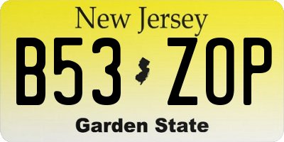 NJ license plate B53ZOP