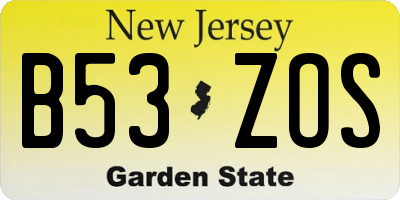 NJ license plate B53ZOS