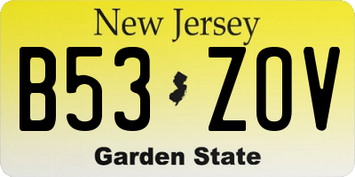 NJ license plate B53ZOV
