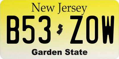 NJ license plate B53ZOW