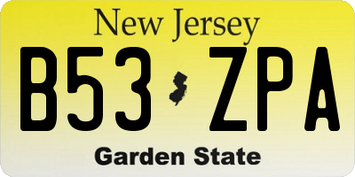 NJ license plate B53ZPA