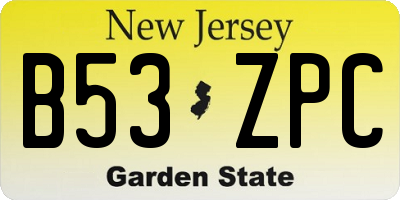 NJ license plate B53ZPC