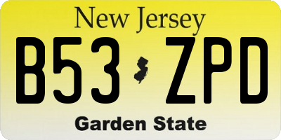NJ license plate B53ZPD