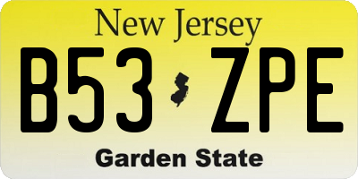 NJ license plate B53ZPE