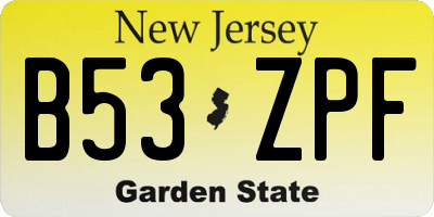 NJ license plate B53ZPF