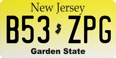 NJ license plate B53ZPG
