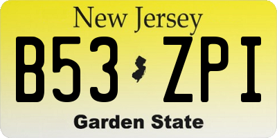 NJ license plate B53ZPI