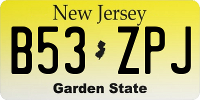 NJ license plate B53ZPJ