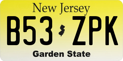 NJ license plate B53ZPK