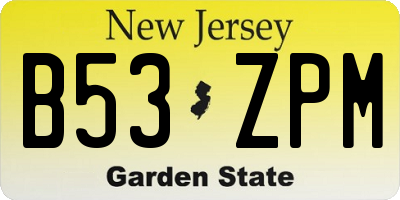 NJ license plate B53ZPM