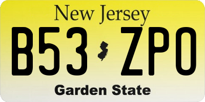 NJ license plate B53ZPO