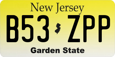 NJ license plate B53ZPP