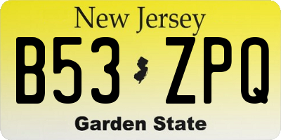 NJ license plate B53ZPQ