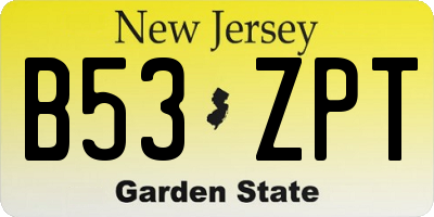NJ license plate B53ZPT