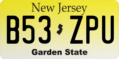 NJ license plate B53ZPU