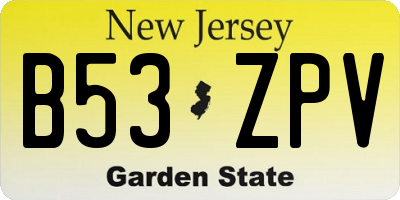 NJ license plate B53ZPV