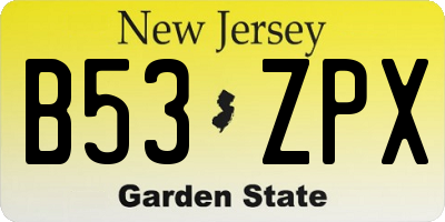 NJ license plate B53ZPX