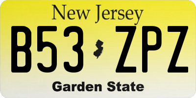 NJ license plate B53ZPZ