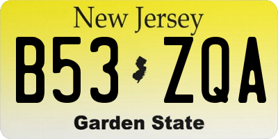 NJ license plate B53ZQA