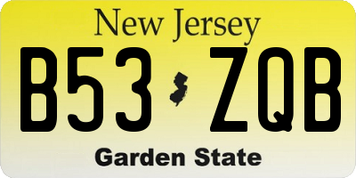 NJ license plate B53ZQB