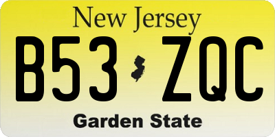 NJ license plate B53ZQC