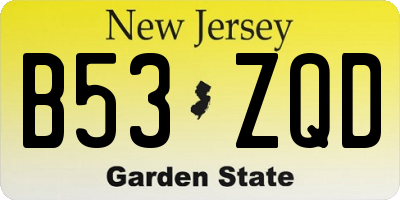 NJ license plate B53ZQD