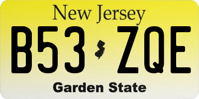 NJ license plate B53ZQE