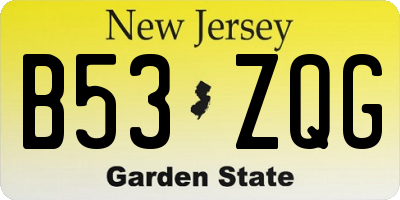 NJ license plate B53ZQG
