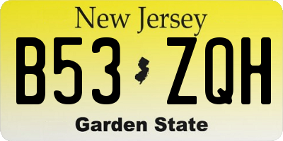 NJ license plate B53ZQH