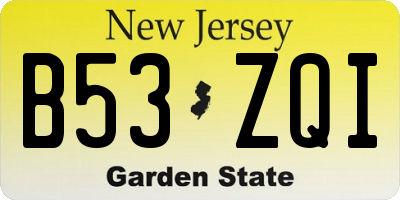 NJ license plate B53ZQI