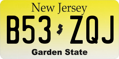 NJ license plate B53ZQJ