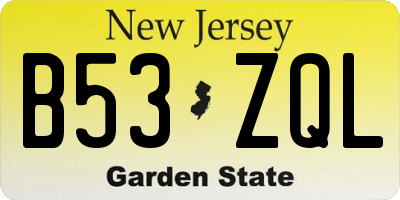 NJ license plate B53ZQL