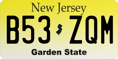 NJ license plate B53ZQM