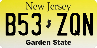 NJ license plate B53ZQN