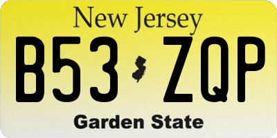 NJ license plate B53ZQP