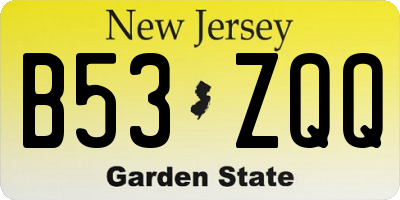NJ license plate B53ZQQ