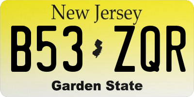 NJ license plate B53ZQR